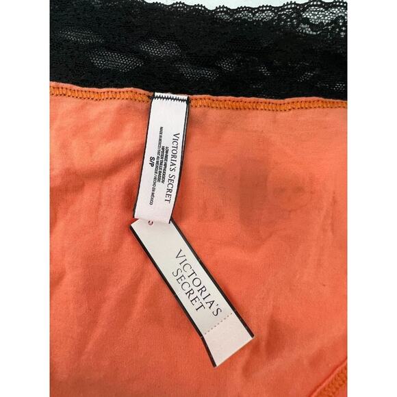 Victoria's Secret Low Rise HipHugger Orange "Boo Yah" Black Lace Waist Small - Picture 2 of 6